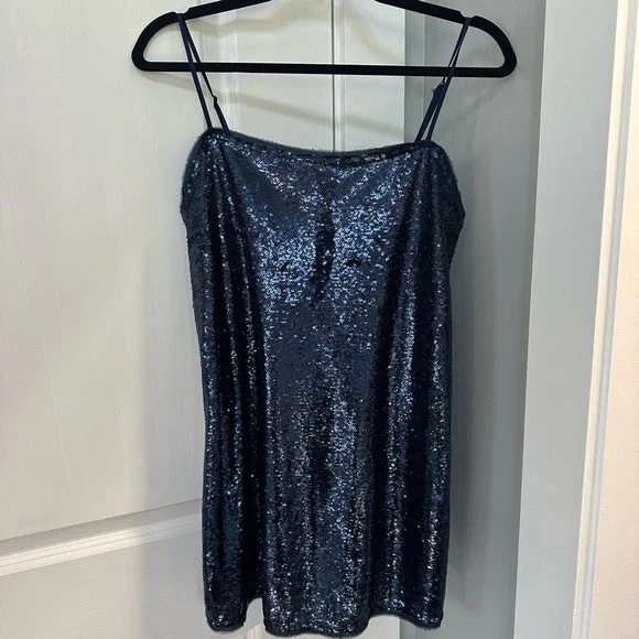 free people blue sequin dress Free People Sequined Navy Blue Dress Size S Small Sleeveless